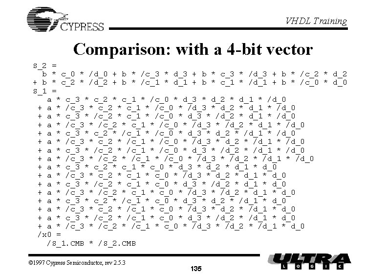 VHDL Training Comparison: with a 4 -bit vector S_2 b + b S_1 =