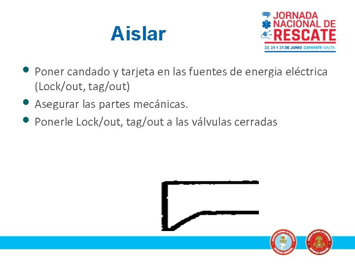 Aislar • Poner candado y tarjeta en las fuentes de energia eléctrica • •