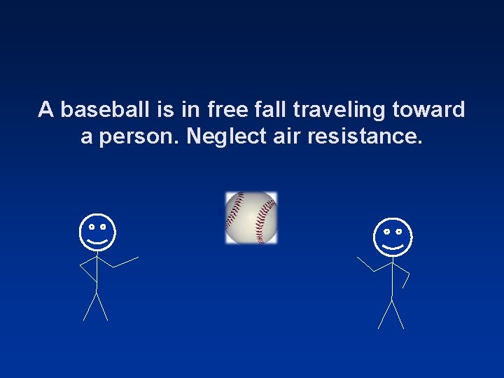A baseball is in free fall traveling toward a person. Neglect air resistance. 