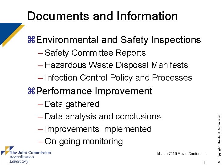 Documents and Information z. Environmental and Safety Inspections – Safety Committee Reports – Hazardous