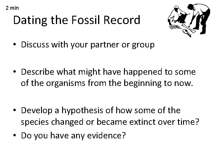 2 min Dating the Fossil Record • Discuss with your partner or group •