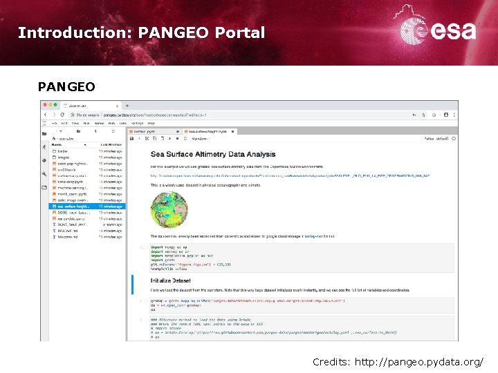 Introduction: PANGEO Portal PANGEO M. López-Caniego on behalf of ESDC | Jupyter. Lab Workshop