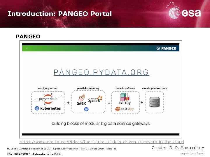 Introduction: PANGEO Portal PANGEO https: //www. oreilly. com/ideas/the-future-of-data-driven-discovery-in-the-cloud Credits: R. P. Abernathey M. López-Caniego