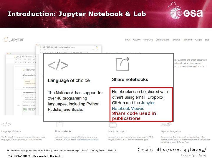 Introduction: Jupyter Notebook & Lab Share code used in publications M. López-Caniego on behalf