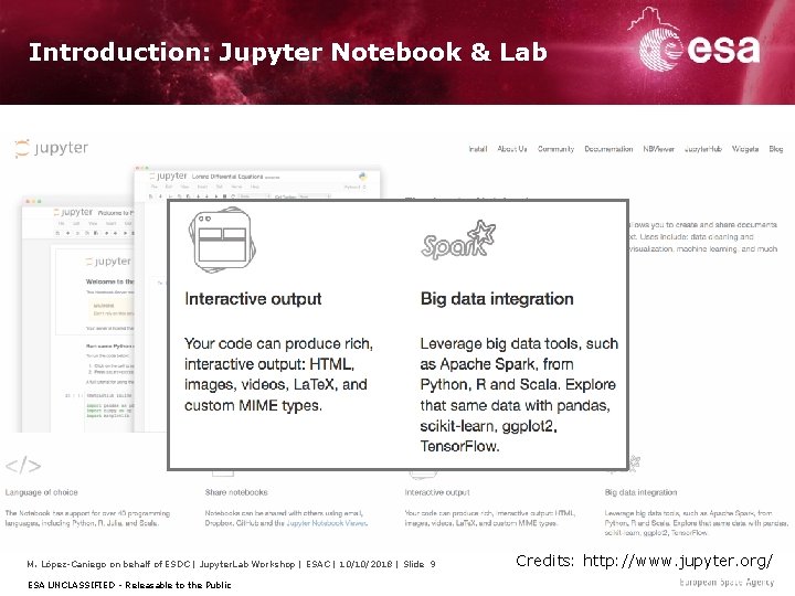 Introduction: Jupyter Notebook & Lab M. López-Caniego on behalf of ESDC | Jupyter. Lab