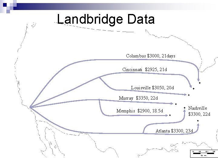 Landbridge Data Columbus $3000, 21 days Cincinnati $2925, 21 d Louisville $3050, 20 d