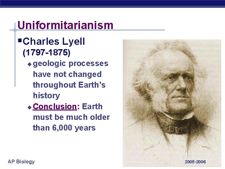 Uniformitarianism §Charles Lyell (1797 -1875) geologic processes have not changed throughout Earth’s history u Uniformitarianism §Charles Lyell (1797 -1875) geologic processes have not changed throughout Earth’s history u