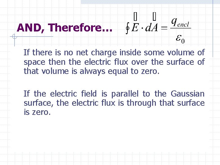 AND, Therefore… If there is no net charge inside some volume of space then