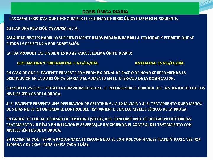 DOSIS ÚNICA DIARIA Dosificación en dosis única diaria LAS CARACTERÍSTICAS QUE DEBE CUMPLIR EL