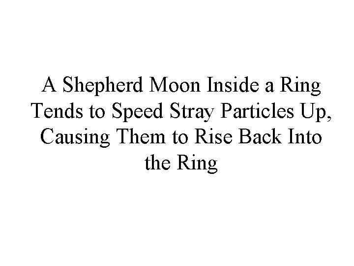 A Shepherd Moon Inside a Ring Tends to Speed Stray Particles Up, Causing Them
