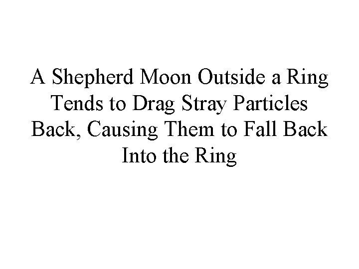 A Shepherd Moon Outside a Ring Tends to Drag Stray Particles Back, Causing Them