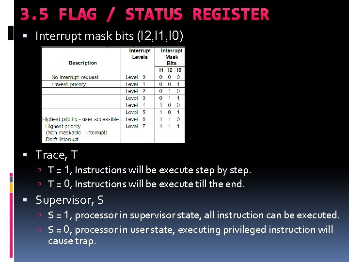 3. 5 FLAG / STATUS REGISTER Interrupt mask bits (I 2, I 1, I 3. 5 FLAG / STATUS REGISTER Interrupt mask bits (I 2, I 1, I