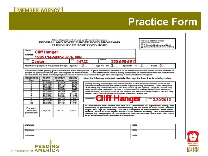 Practice Form Cliff Hanger 1265 Cleveland Ave. NW Canton 44722 0 330 -555 -5513