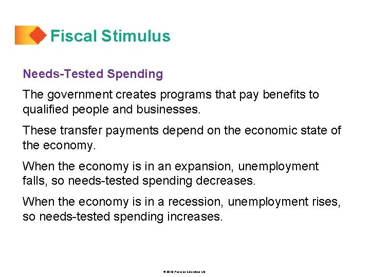 Fiscal Stimulus Needs-Tested Spending The government creates programs that pay benefits to qualified people
