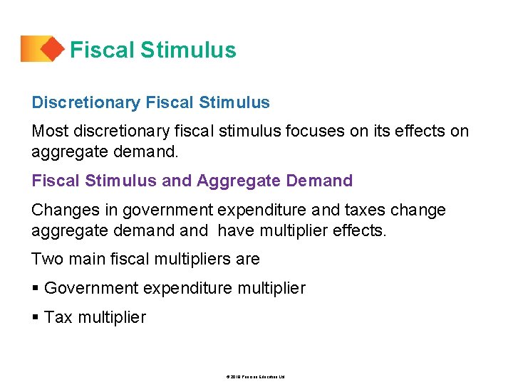 Fiscal Stimulus Discretionary Fiscal Stimulus Most discretionary fiscal stimulus focuses on its effects on