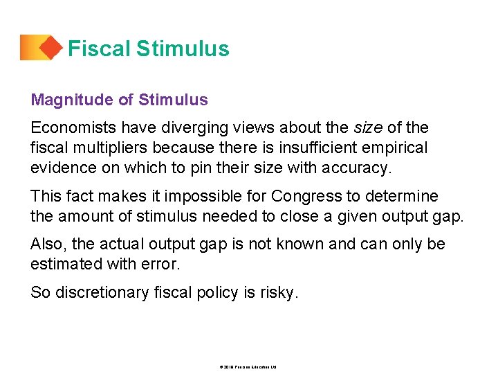 Fiscal Stimulus Magnitude of Stimulus Economists have diverging views about the size of the