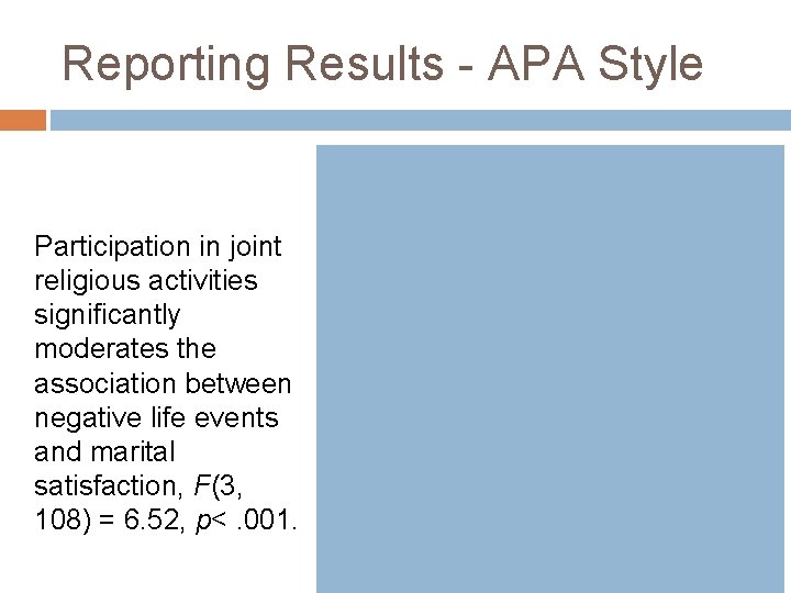 Reporting Results - APA Style Participation in joint religious activities significantly moderates the association