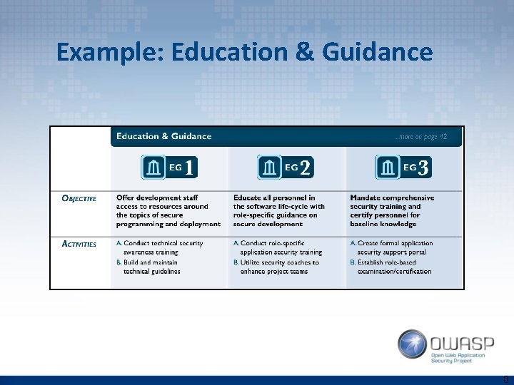 Example: Education & Guidance 8 