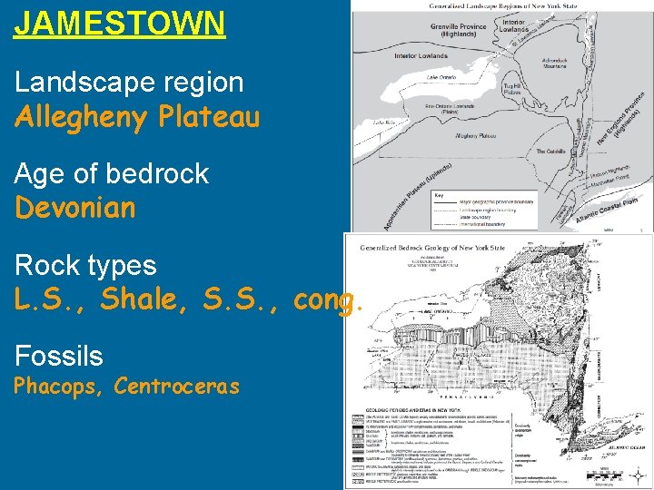 JAMESTOWN Landscape region Allegheny Plateau Age of bedrock Devonian Rock types L. S. ,
