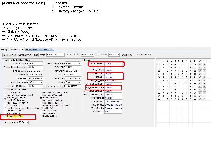 [4. VIN 4. 2 V abnormal Case] [ Condition ] 1. Setting : Default