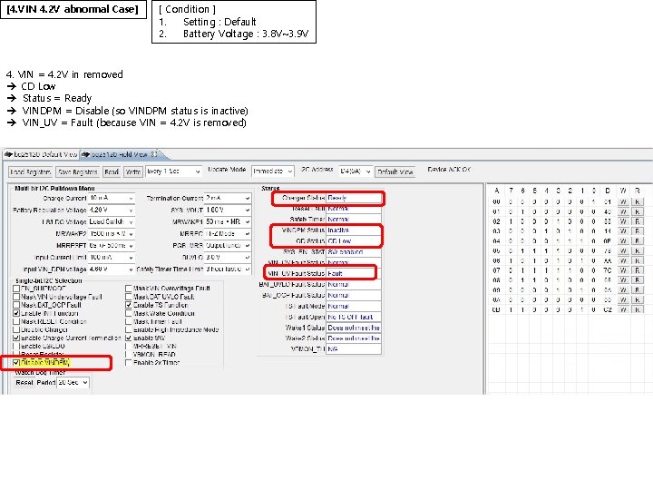 [4. VIN 4. 2 V abnormal Case] [ Condition ] 1. Setting : Default