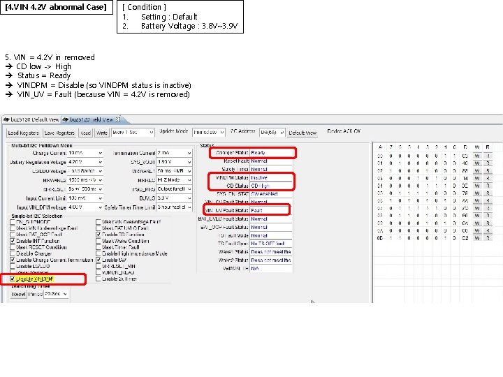 [4. VIN 4. 2 V abnormal Case] [ Condition ] 1. Setting : Default
