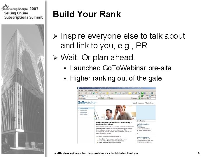 Build Your Rank Inspire everyone else to talk about and link to you, e. Build Your Rank Inspire everyone else to talk about and link to you, e.
