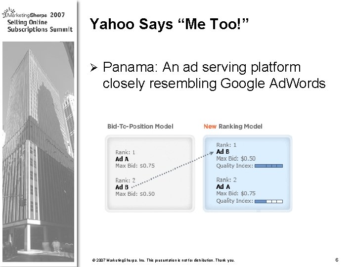 Yahoo Says “Me Too!” Ø Panama: An ad serving platform closely resembling Google Ad.