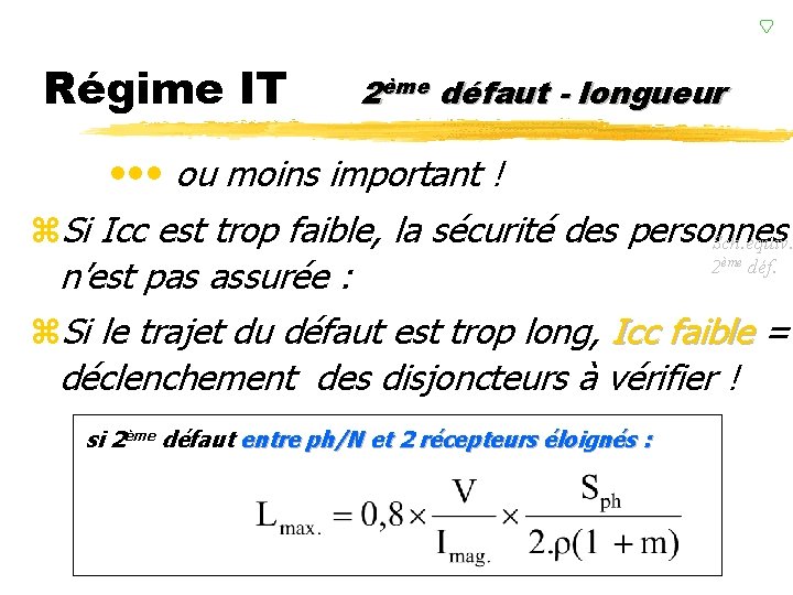 Régime IT 2ème défaut - longueur • • • ou moins important ! z.