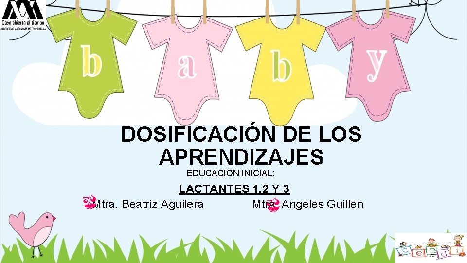 DOSIFICACIÓN DE LOS APRENDIZAJES EDUCACIÓN INICIAL: LACTANTES 1, 2 Y 3 Mtra. Beatriz Aguilera