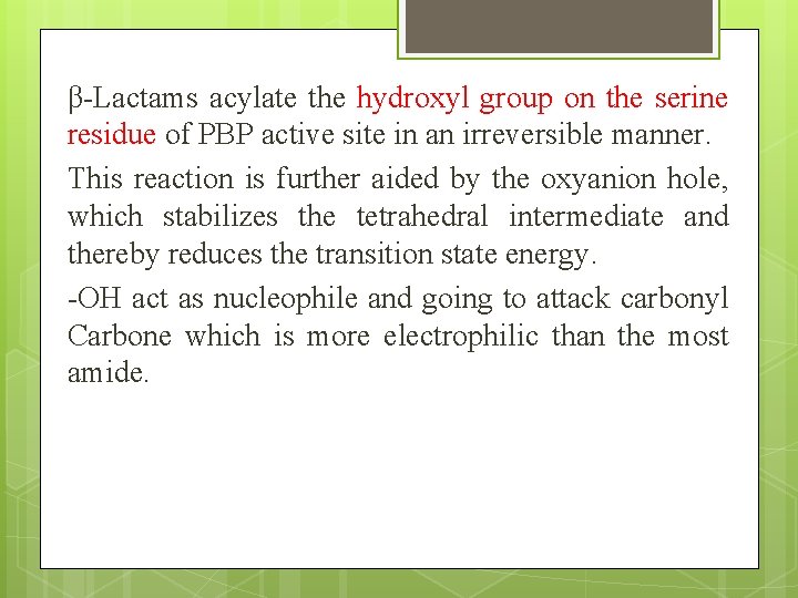 β-Lactams acylate the hydroxyl group on the serine residue of PBP active site in