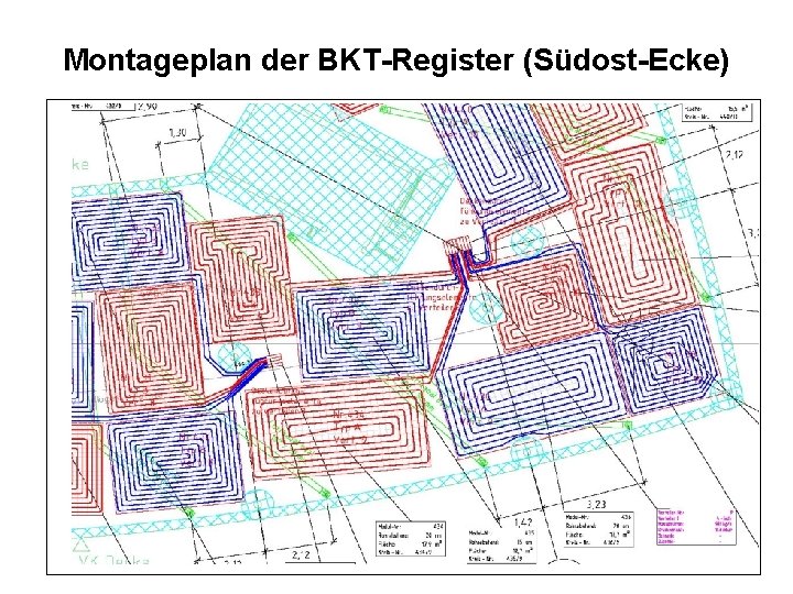 Montageplan der BKT-Register (Südost-Ecke) 