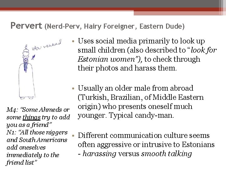 Pervert (Nerd-Perv, Hairy Foreigner, Eastern Dude) • Uses social media primarily to look up