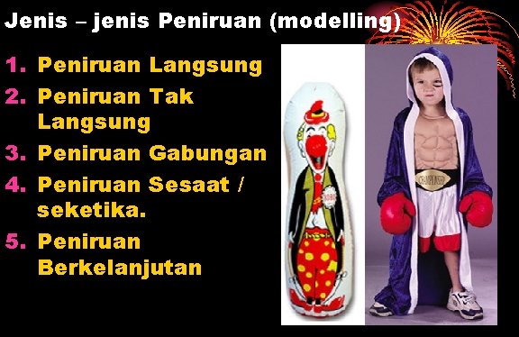 Jenis – jenis Peniruan (modelling) 1. Peniruan Langsung 2. Peniruan Tak Langsung 3. Peniruan