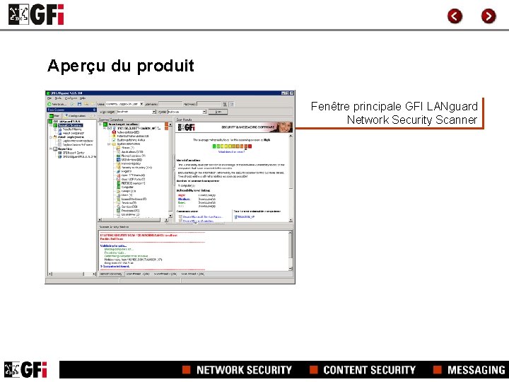 Aperçu du produit Fenêtre principale GFI LANguard Network Security Scanner 