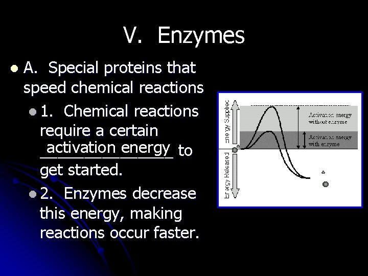 V. Enzymes l A. Special proteins that speed chemical reactions l 1. Chemical reactions V. Enzymes l A. Special proteins that speed chemical reactions l 1. Chemical reactions