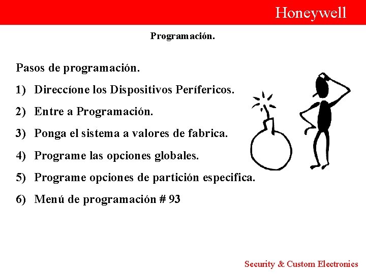  Honeywell Programación. Pasos de programación. 1) Direccíone los Dispositivos Perífericos. 2) Entre a