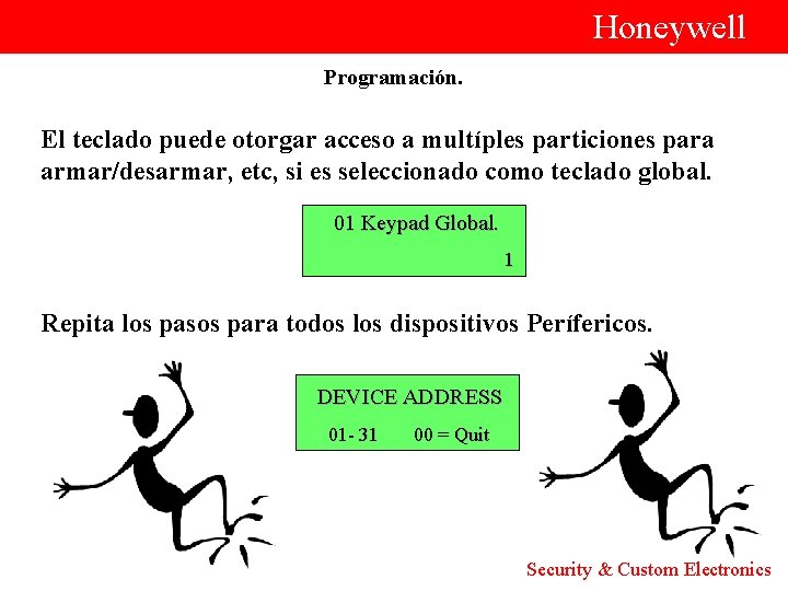  Honeywell Programación. El teclado puede otorgar acceso a multíples particiones para armar/desarmar, etc,