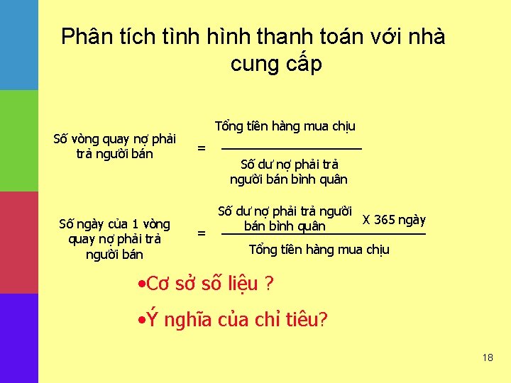 Phân tích tình hình thanh toán với nhà cung cấp Số vòng quay nợ