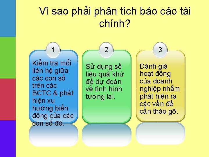 Vì sao phải phân tích báo cáo tài chính? 1 Kiểm tra mối liên