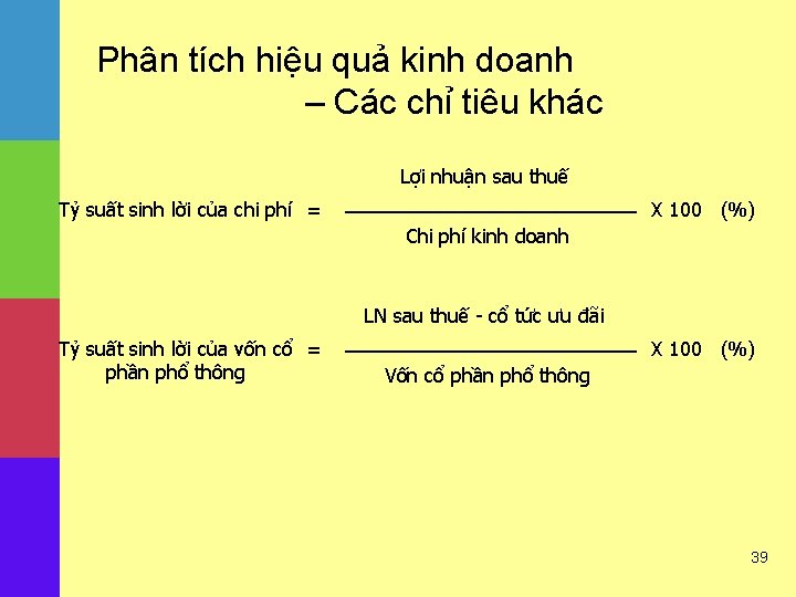 Phân tích hiệu quả kinh doanh – Các chỉ tiêu khác Lợi nhuận sau