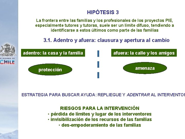 HIPÓTESIS 3 La frontera entre las familias y los profesionales de los proyectos PIE,