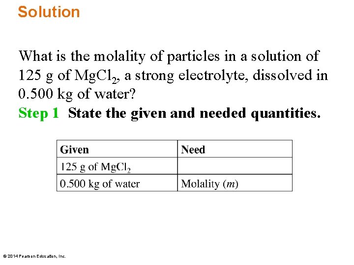 Solution What is the molality of particles in a solution of 125 g of