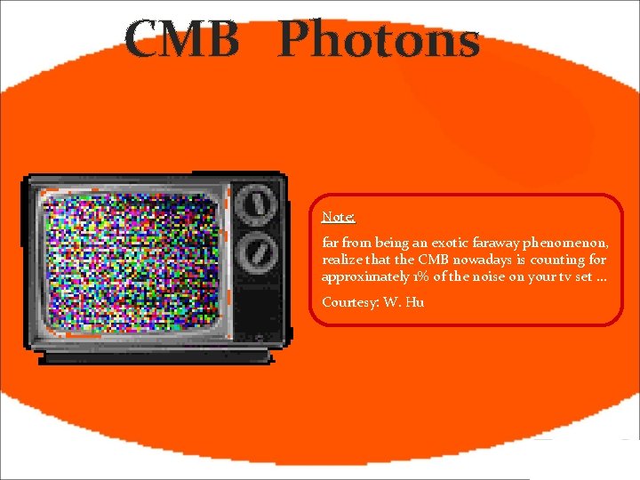 CMB Photons Note: far from being an exotic faraway phenomenon, realize that the CMB