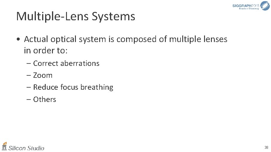 Multiple-Lens Systems • Actual optical system is composed of multiple lenses in order to: