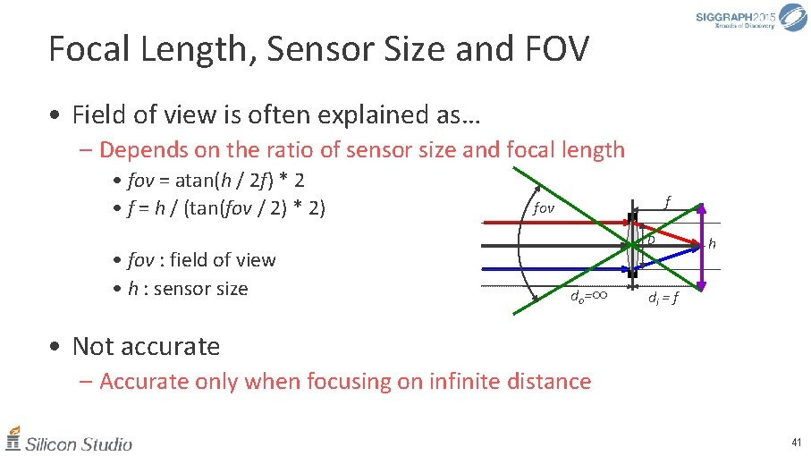 Focal Length, Sensor Size and FOV • Field of view is often explained as…