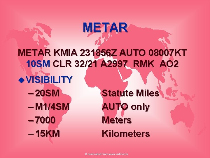 METAR KMIA 231856 Z AUTO 08007 KT 10 SM CLR 32/21 A 2997 RMK