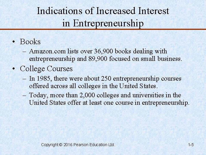 Indications of Increased Interest in Entrepreneurship • Books – Amazon. com lists over 36,