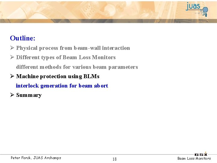 Outline: Ø Physical process from beam-wall interaction Ø Different types of Beam Loss Monitors