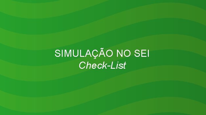 SIMULAÇÃO NO SEI Check-List 